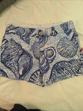 Callahan Blue & White Seashell Print Bermuda Shorts
